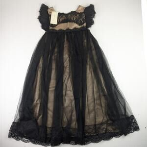 Trish Scully Adriana Black Tulle Dress - 8 Youth